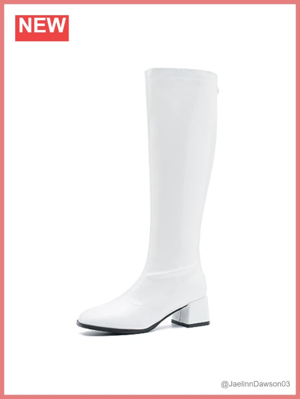 Knee High Boots Mid Block Heel Back Zipper Square Toe Party Dress